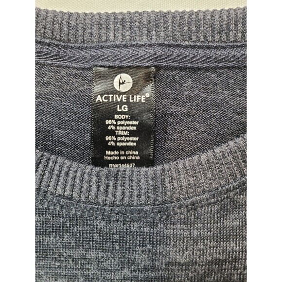 Active Life Heather Blue Tunic Sweater Large Zip Accents Stretch Knit Top - Picture 3 of 7